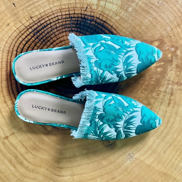 Lucky Brand | Bapsee Floral Leaf Pointed Toe Women's Mules Flats | Size 10 | NEW - Picture 1 of 8